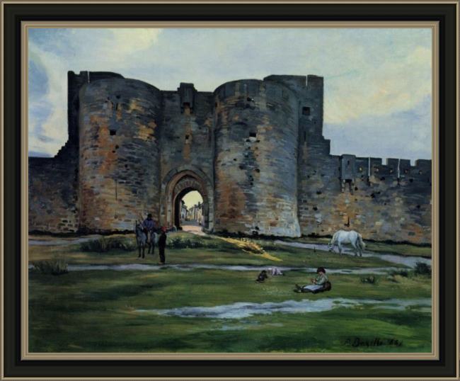 Framed Frederic Bazille queens gate at aigues-mortes painting