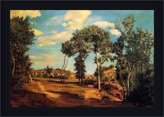 Framed Frederic Bazille the banks of the lez painting