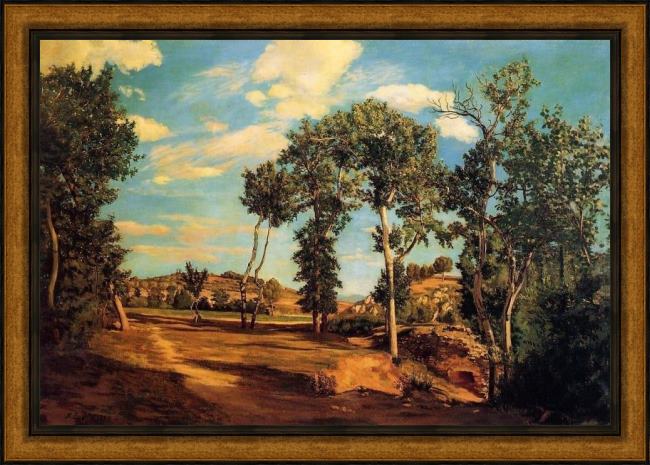 Framed Frederic Bazille the banks of the lez painting