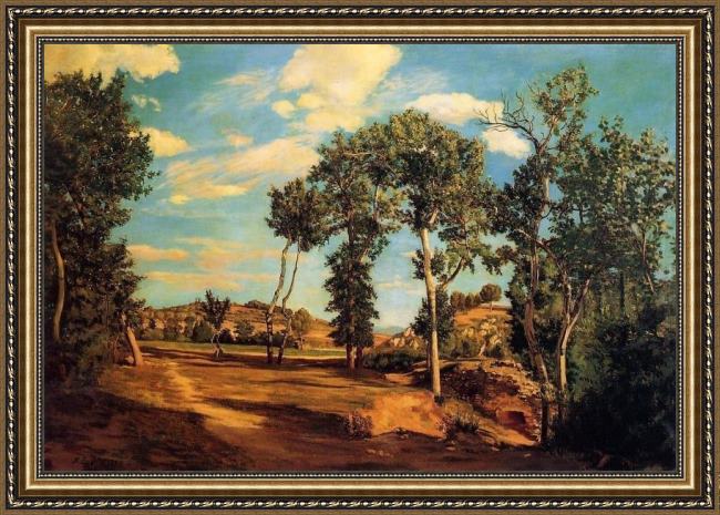 Framed Frederic Bazille the banks of the lez painting