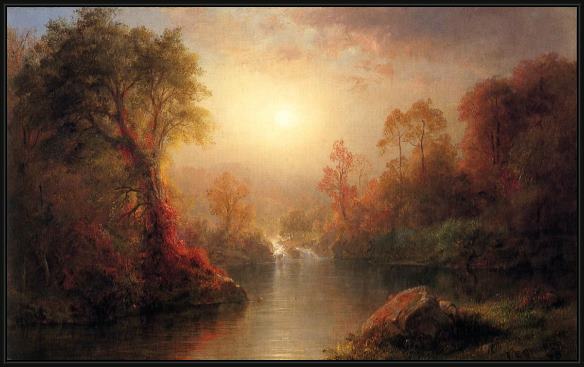 Framed Frederic Edwin Church autumn painting