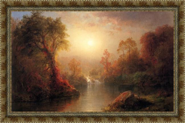 Framed Frederic Edwin Church autumn painting