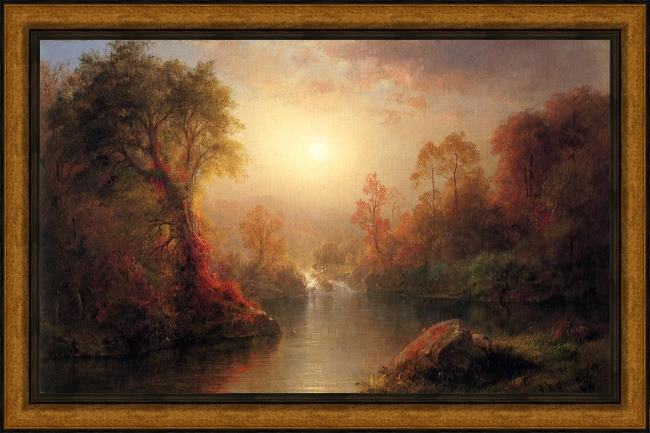 Framed Frederic Edwin Church autumn painting