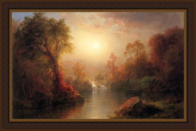 Framed Frederic Edwin Church autumn painting