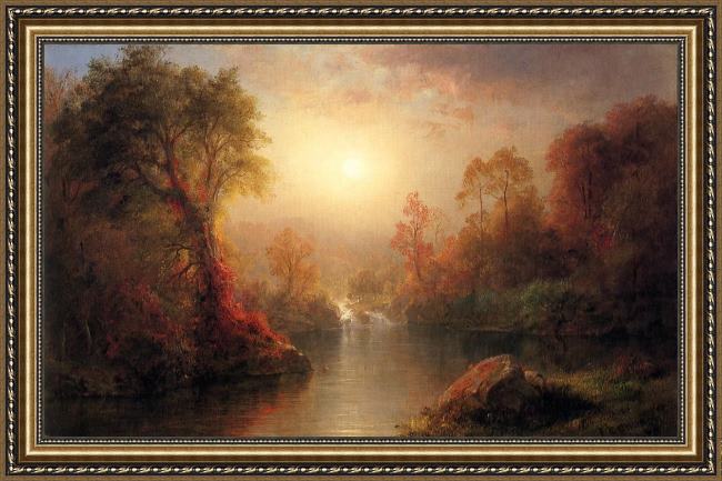 Framed Frederic Edwin Church autumn painting