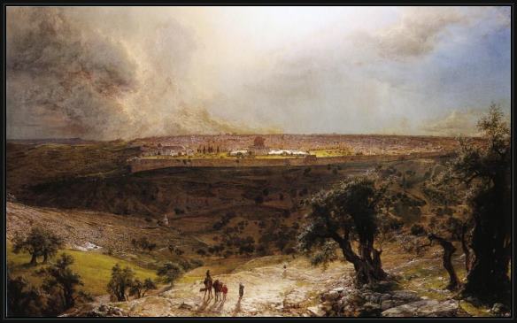 Framed Frederic Edwin Church jerusalem from the mount of olives painting