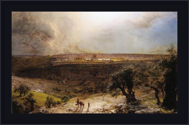 Framed Frederic Edwin Church jerusalem from the mount of olives painting