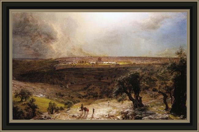 Framed Frederic Edwin Church jerusalem from the mount of olives painting