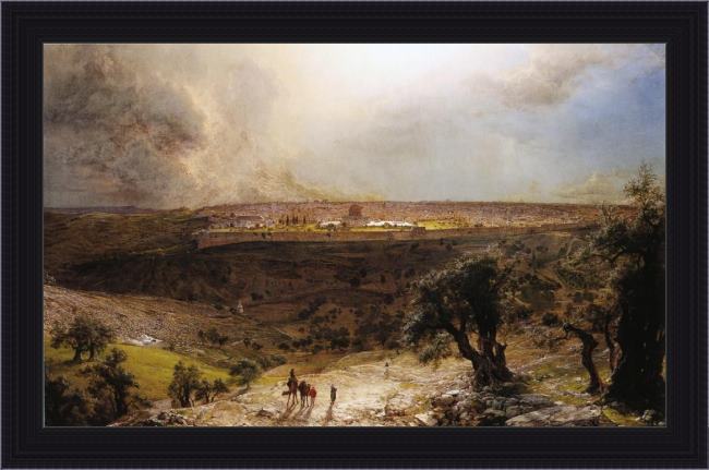 Framed Frederic Edwin Church jerusalem from the mount of olives painting