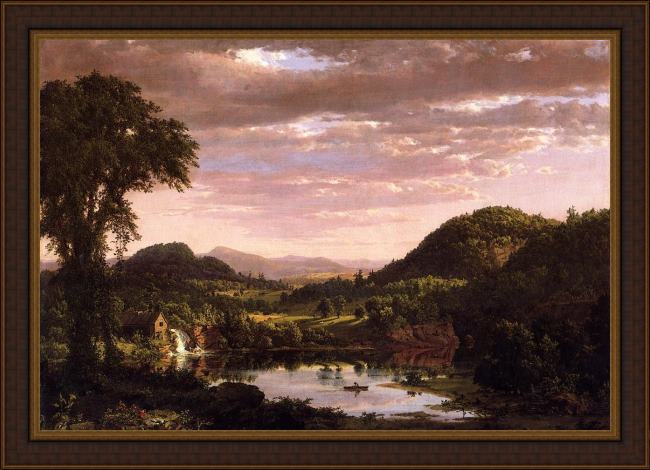Framed Frederic Edwin Church new england landscape painting