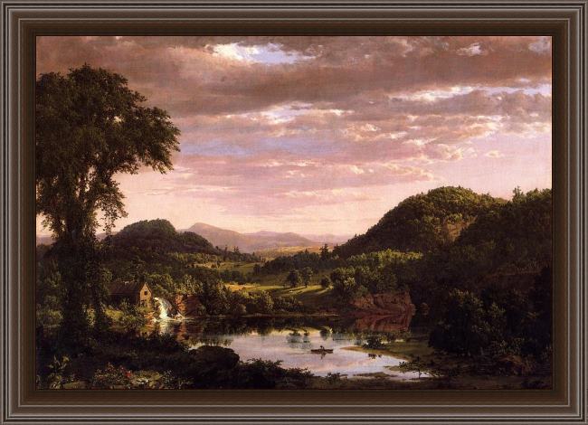 Framed Frederic Edwin Church new england landscape painting