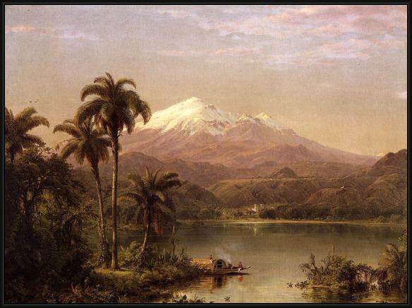 Framed Frederic Edwin Church tamaca palms painting