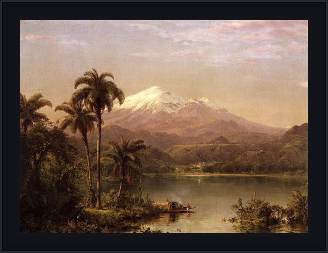 Framed Frederic Edwin Church tamaca palms painting