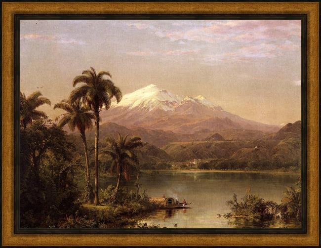 Framed Frederic Edwin Church tamaca palms painting