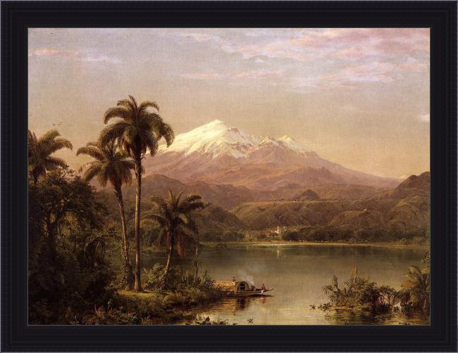 Framed Frederic Edwin Church tamaca palms painting