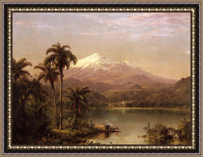 Framed Frederic Edwin Church tamaca palms painting