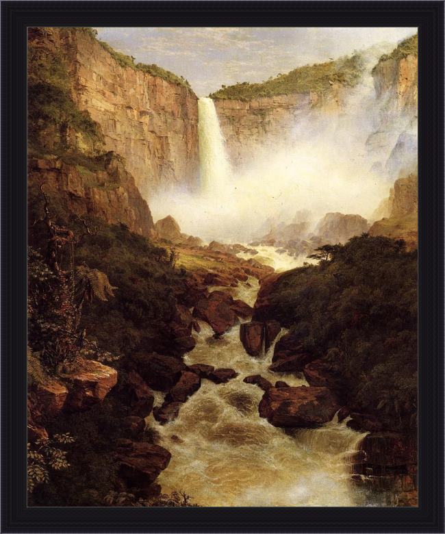 Framed Frederic Edwin Church tequendama falls, near bogota, new granada painting