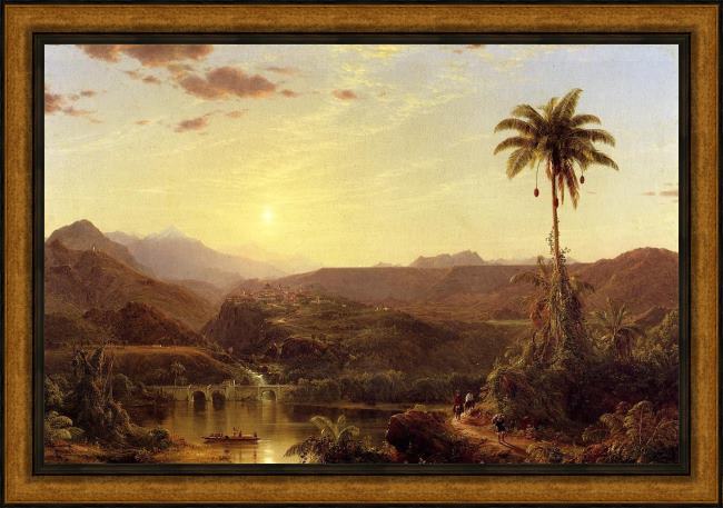 Framed Frederic Edwin Church the cordilleras sunrise painting