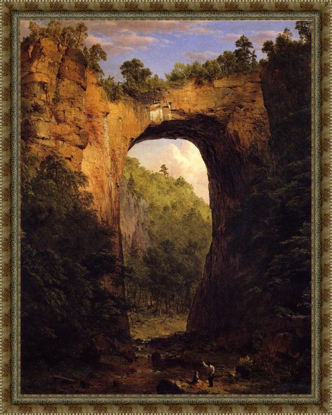 Framed Frederic Edwin Church the natural bridge painting