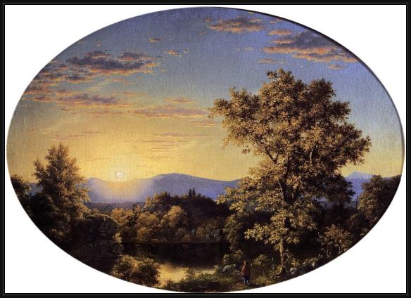 Framed Frederic Edwin Church twilight among the mountains painting