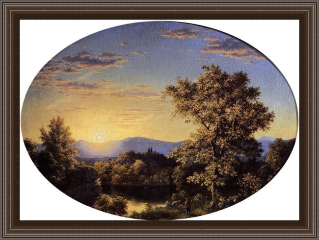 Framed Frederic Edwin Church twilight among the mountains painting
