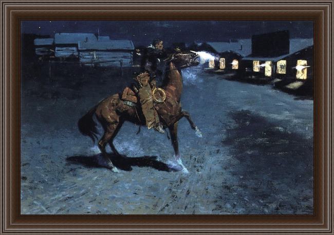 Framed Frederic Remington an arguement with the town marshall painting