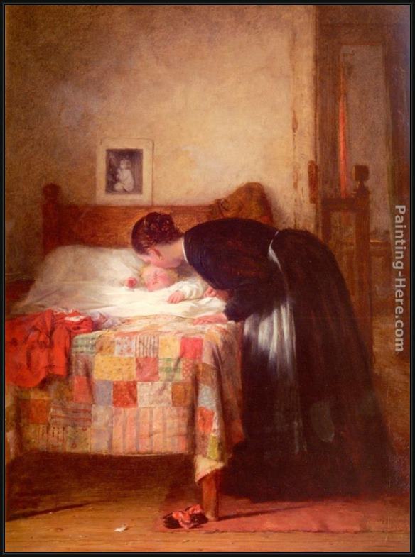 Framed Frederick Daniel Hardy a kiss goodnight painting