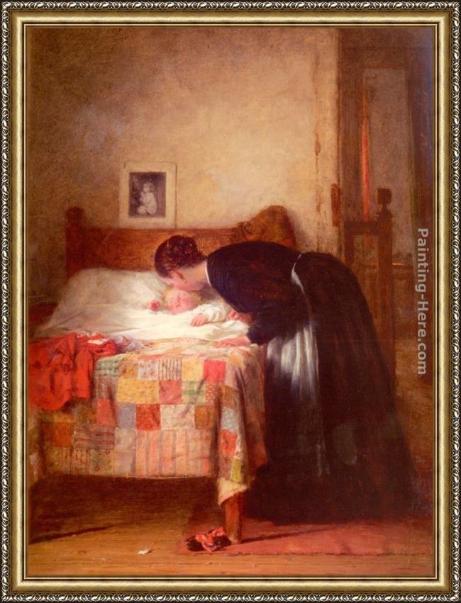 Framed Frederick Daniel Hardy a kiss goodnight painting