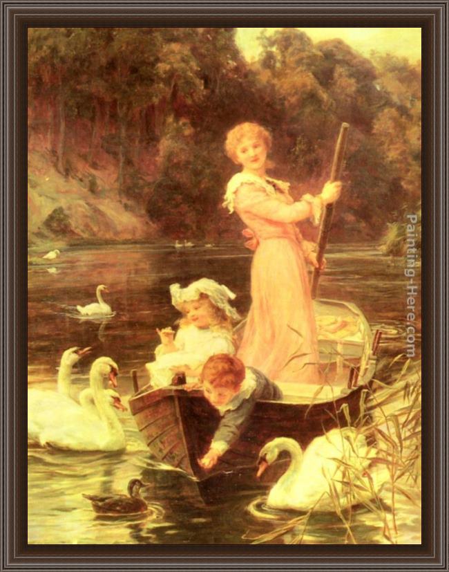 Framed Frederick Morgan a day on the river painting