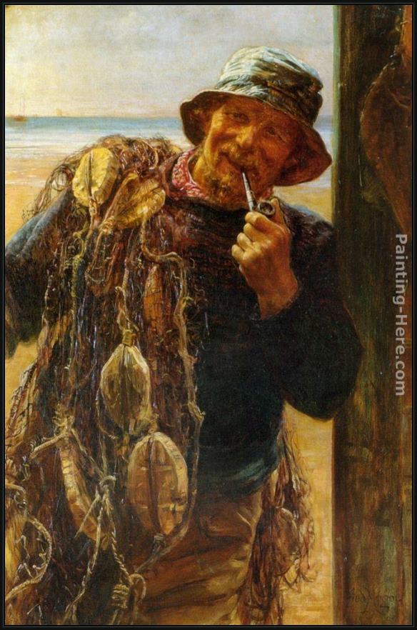 Framed Frederick Morgan a jovial fisherman painting