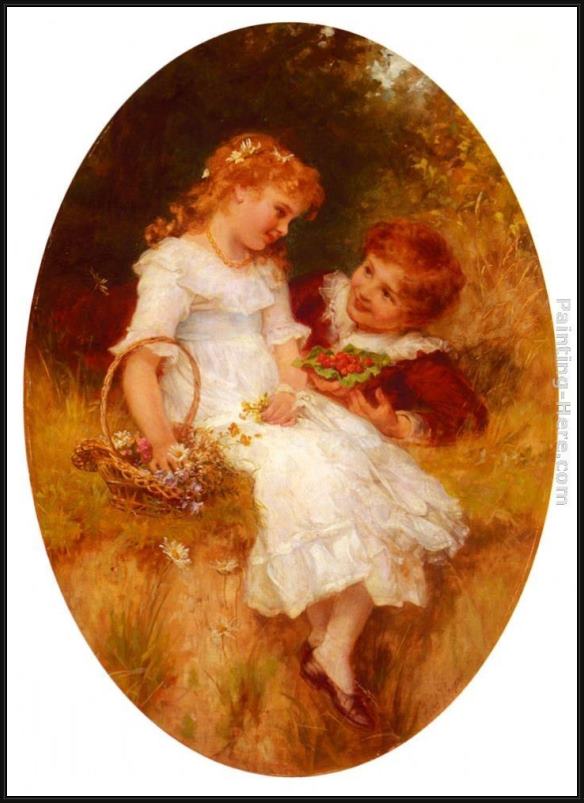 Framed Frederick Morgan childhood sweethearts painting