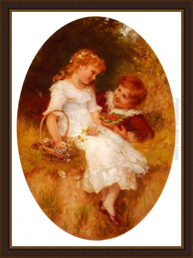 Framed Frederick Morgan childhood sweethearts painting