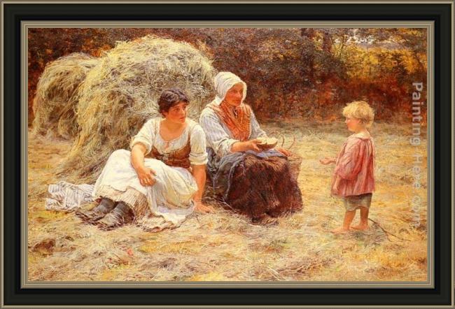 Framed Frederick Morgan midday rest painting