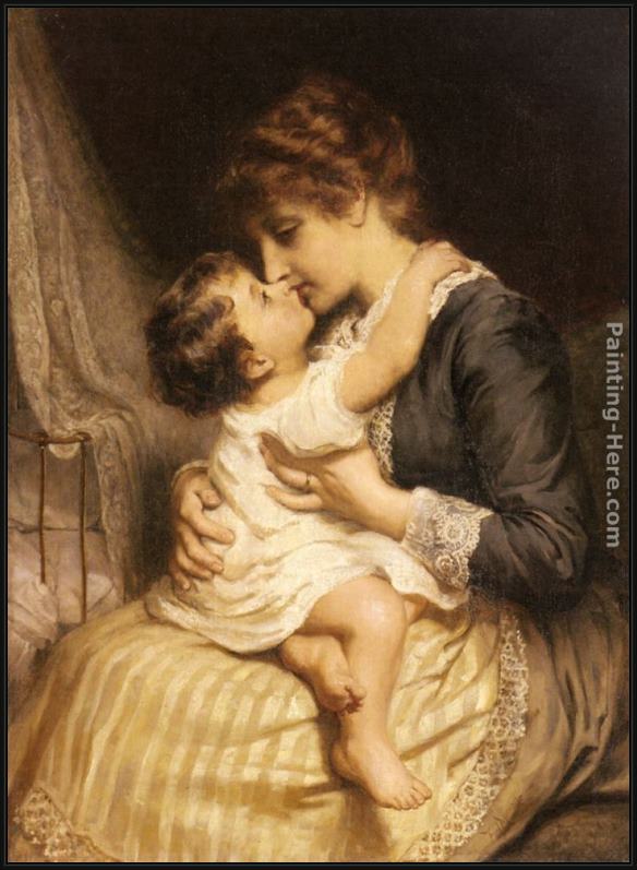 Framed Frederick Morgan motherly love painting