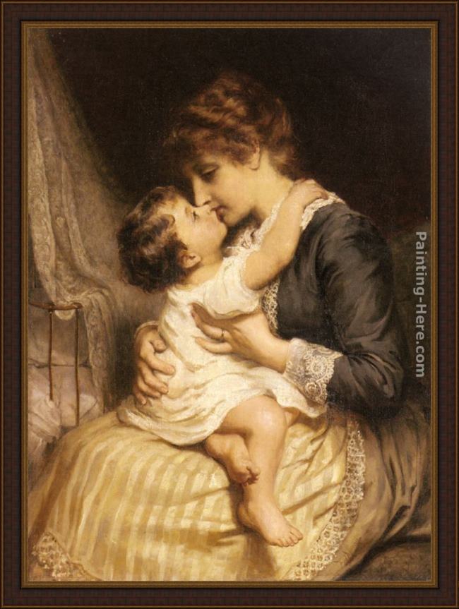 Framed Frederick Morgan motherly love painting