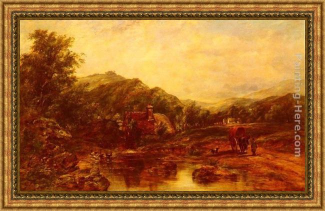 Framed Frederick Waters Watts a mill stream among the hills painting