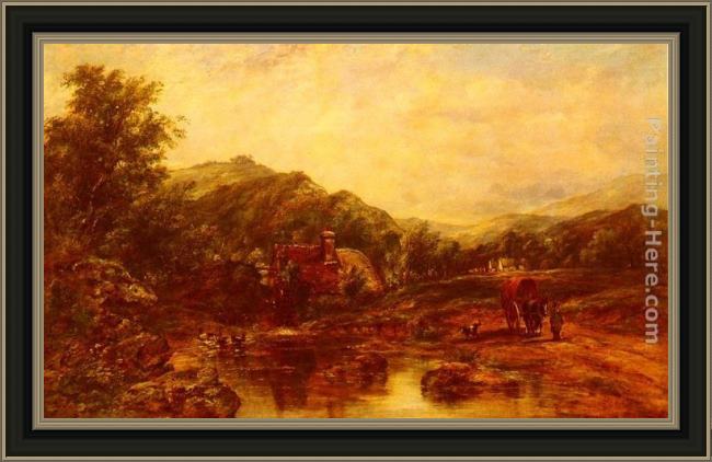 Framed Frederick Waters Watts a mill stream among the hills painting