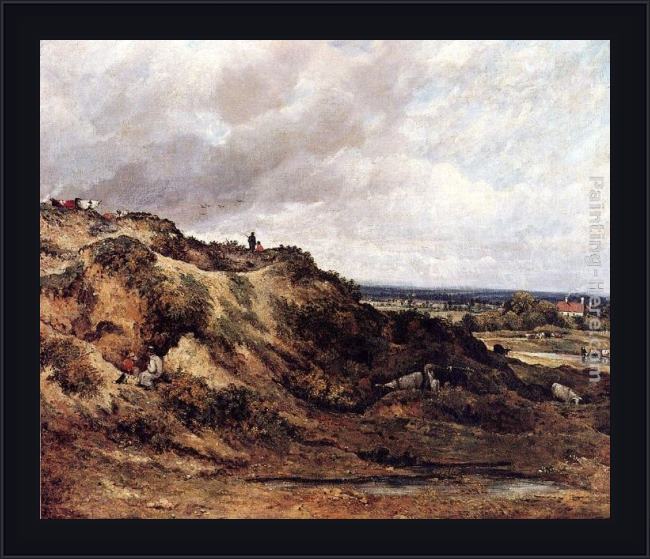 Framed Frederick Waters Watts view of hampstead heath painting