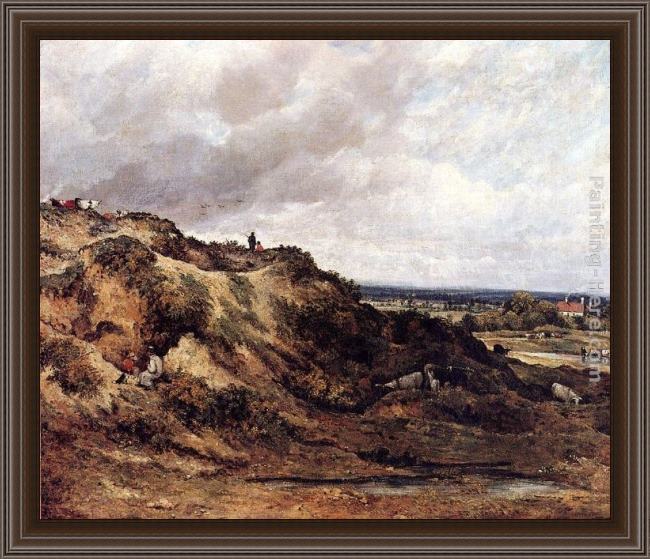 Framed Frederick Waters Watts view of hampstead heath painting
