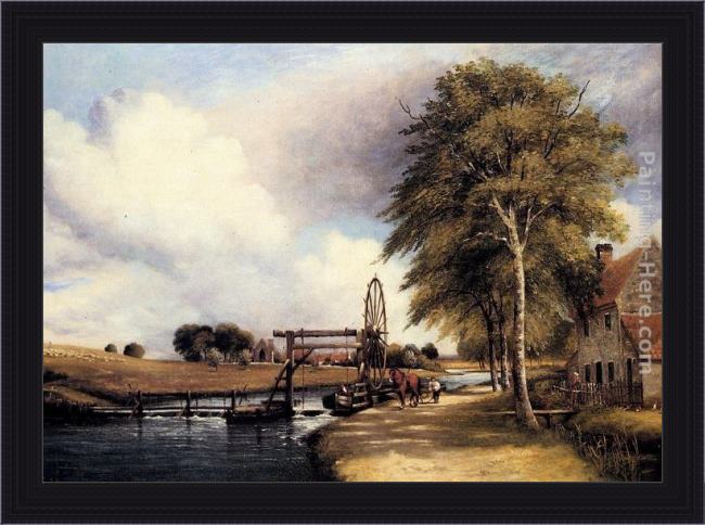 Framed Frederick William Watts the lock at stanton on the little ouse in norfolk painting