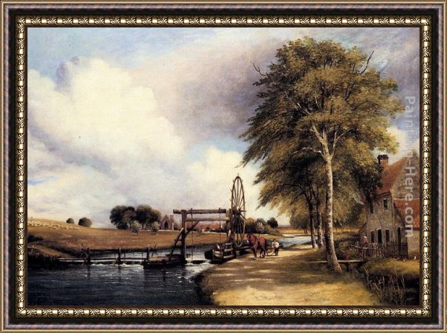 Framed Frederick William Watts the lock at stanton on the little ouse in norfolk painting