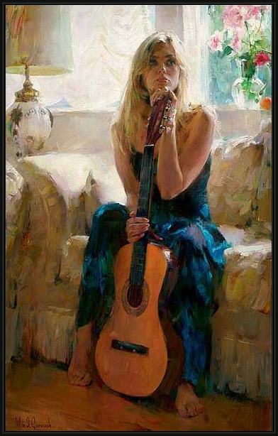Framed Garmash guitar play painting