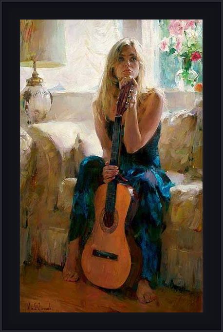 Framed Garmash guitar play painting