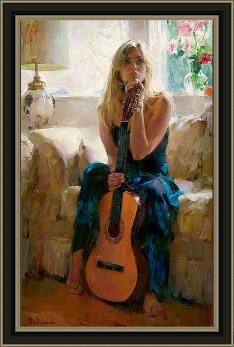 Framed Garmash guitar play painting