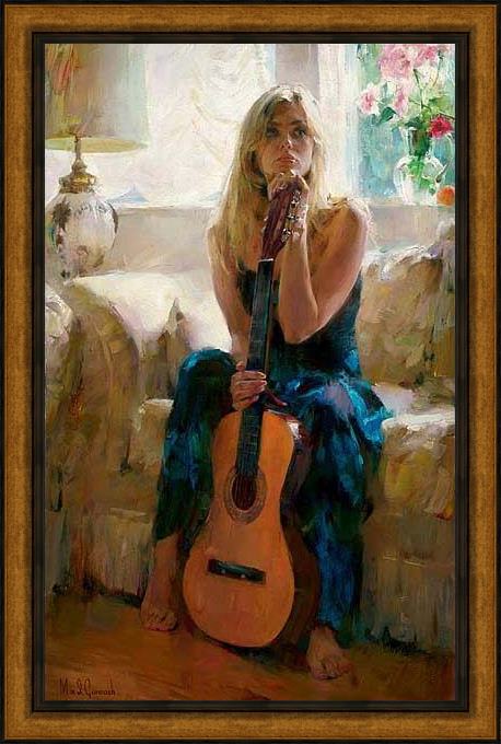 Framed Garmash guitar play painting