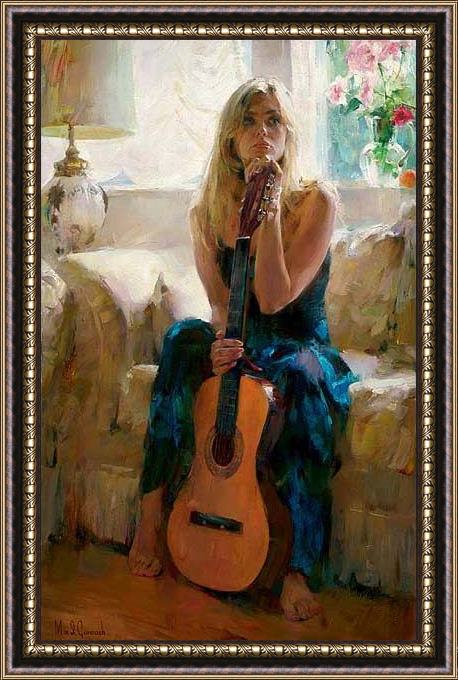 Framed Garmash guitar play painting