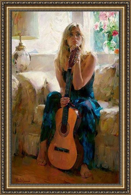 Framed Garmash guitar play painting