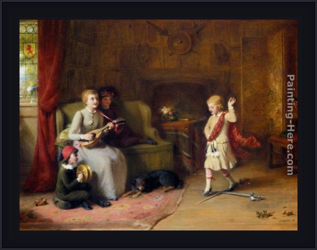 Framed George Bernard O'Neill the sword dance painting