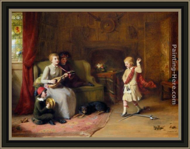 Framed George Bernard O'Neill the sword dance painting