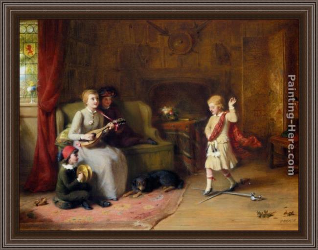 Framed George Bernard O'Neill the sword dance painting